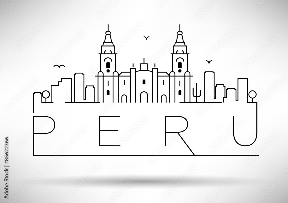 Peru Line Silhouette Typographic Design