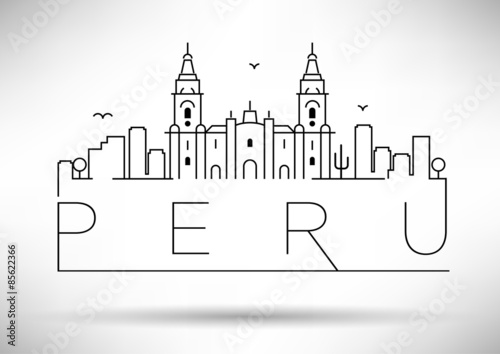 Peru Line Silhouette Typographic Design