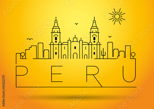 Peru Line Silhouette Typographic Design