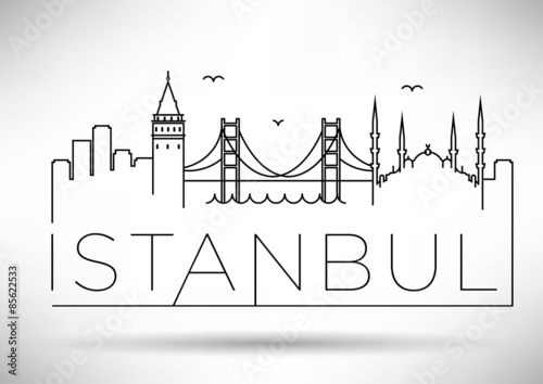 Istanbul City Line Silhouette Typographic Design