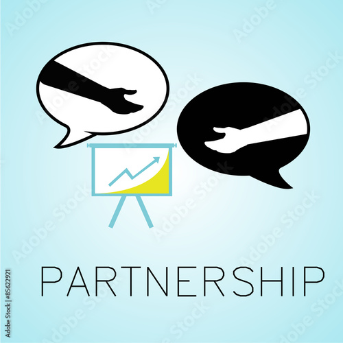 partnership illustration over blue color background photo