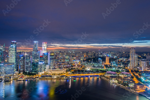 Panorama of Singapore skyline downtown