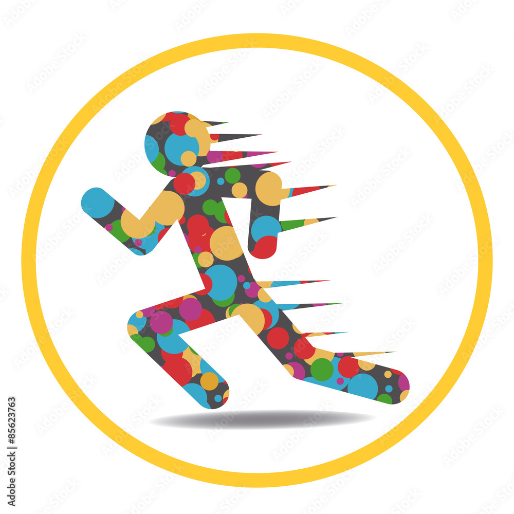 Obraz premium Running illustration over color background