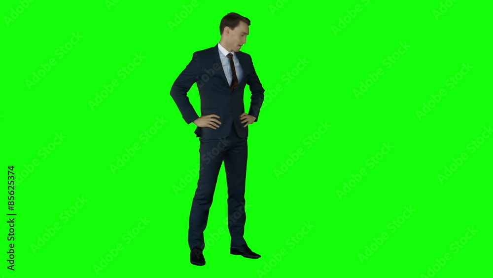 Irritated businessman on green screen Irritated businessman on green screen