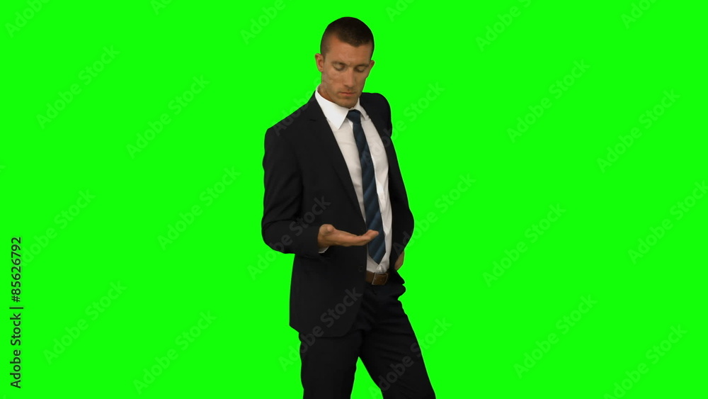 Businessman presenting with hand