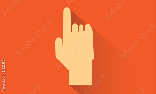 Hand vector flat design on orange background.
