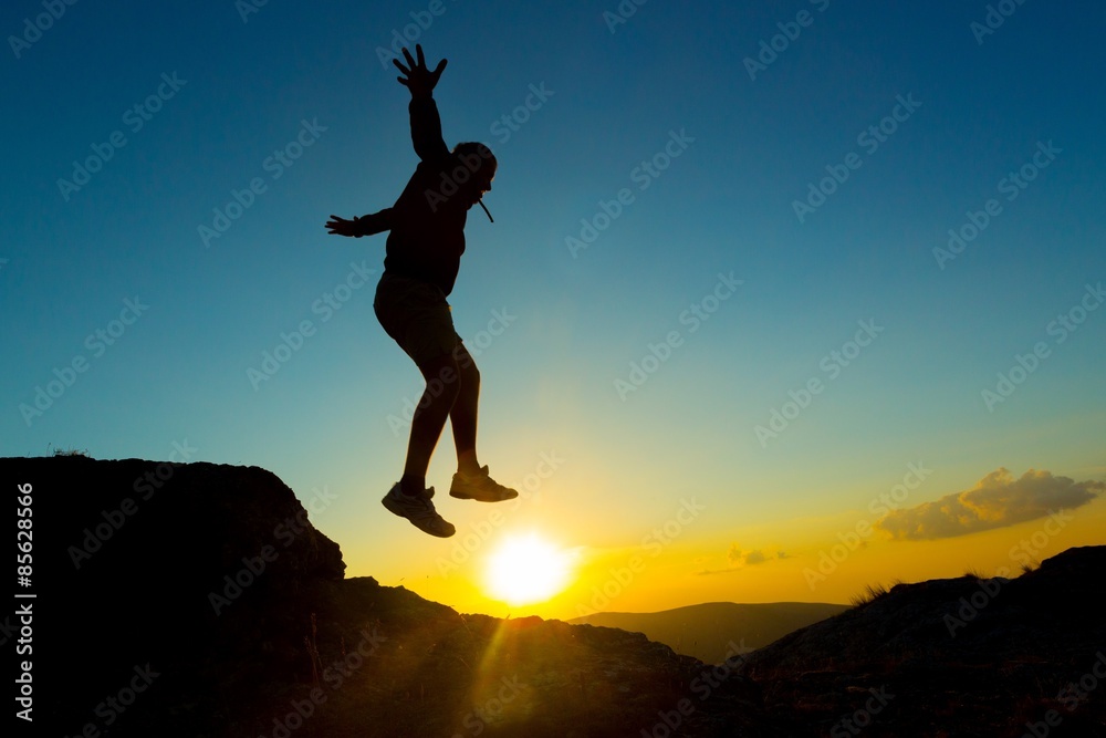 Jumping, Risk, Mountain. Jumping, Risk, Mountain.