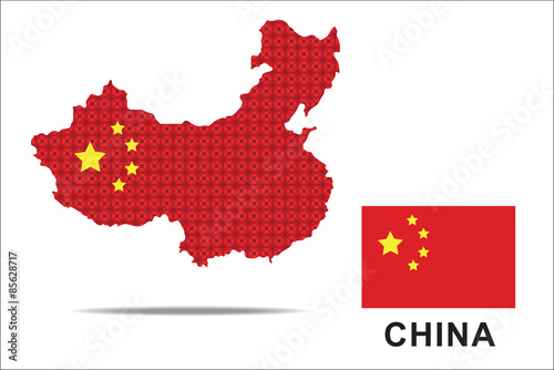 China map and Chinese flag.