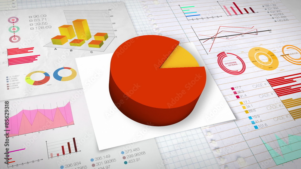 90 percent Pie chart with various economic finances graph(no text version)