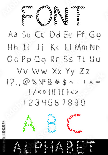 Vector font: alphabet and numbers