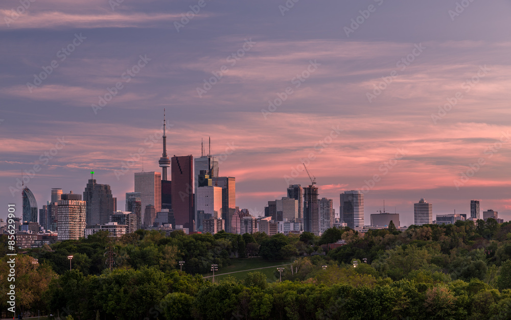 Downtown Toronto and a Colorful Sunset