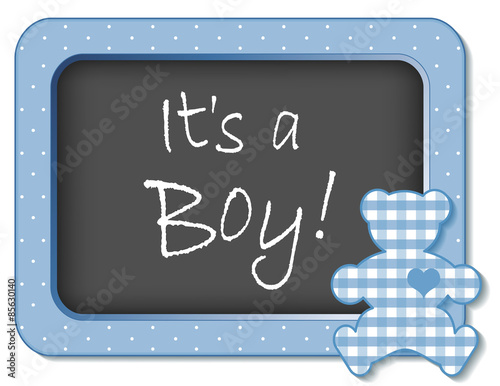 Baby Teddy Bear Nursery Chalkboard, It's a Boy! Announcement