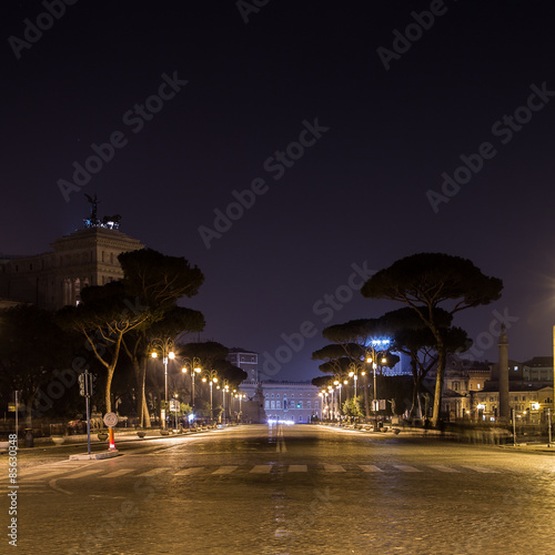 Via dei Fori Imperiali in Rome at Night