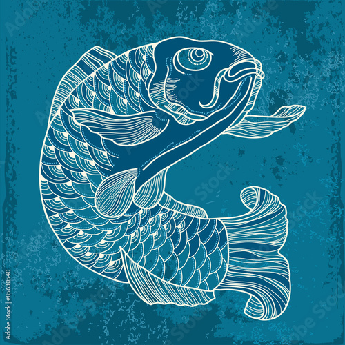Carp on the textured grunge background