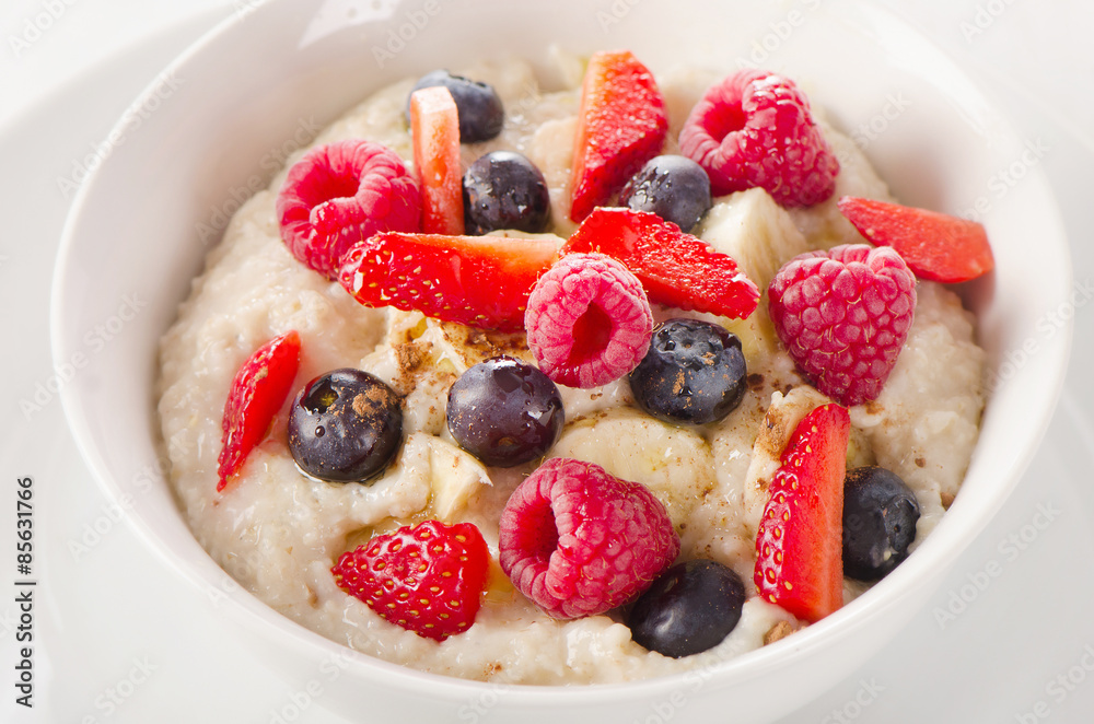 Homemade Oatmeal with fresh Berries for a Healthy Breakfast. Homemade Oatmeal with fresh Berries for a Healthy Breakfast.
