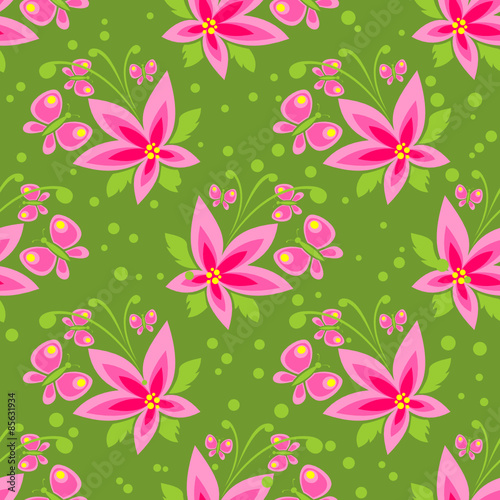 green floral seamless pattern