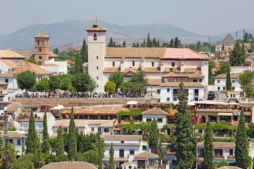 Granada - The look to the Saint Nicholas church from Alhambra 