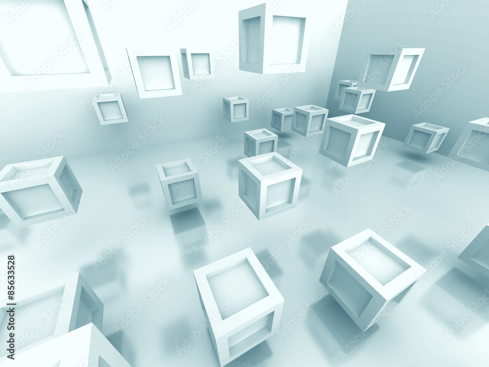 Fototapeta premium Abstract White Cube Blocks Background