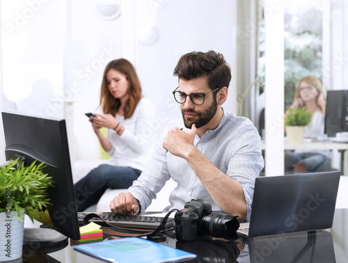 Young man working on computer