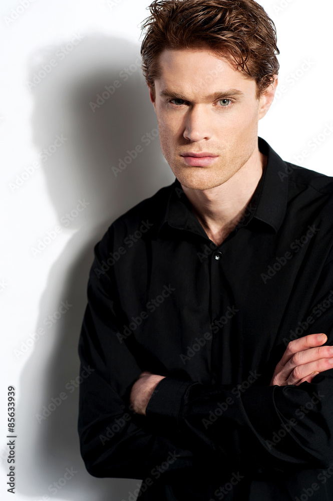 Handsome male over white background Handsome male over white background