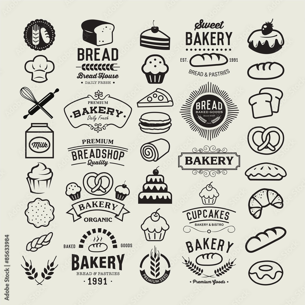 Bakery logotypes set. 