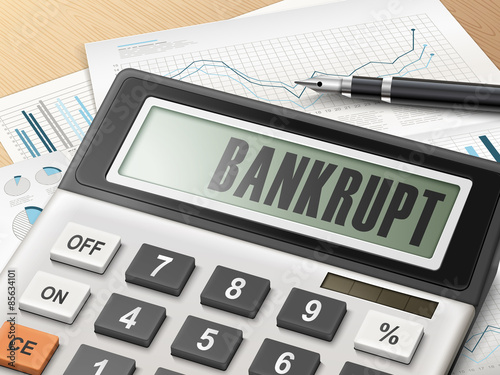 calculator with the word bankrupt