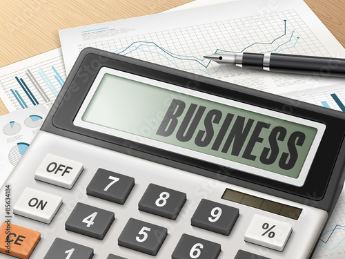 calculator with the word business