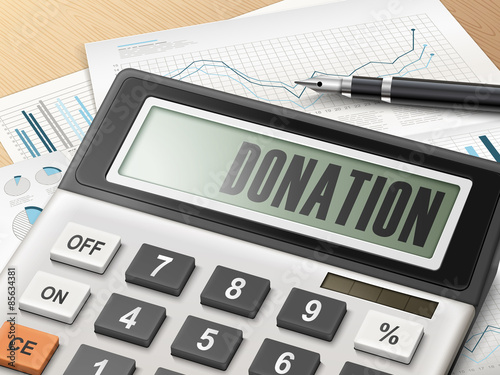calculator with the word donation