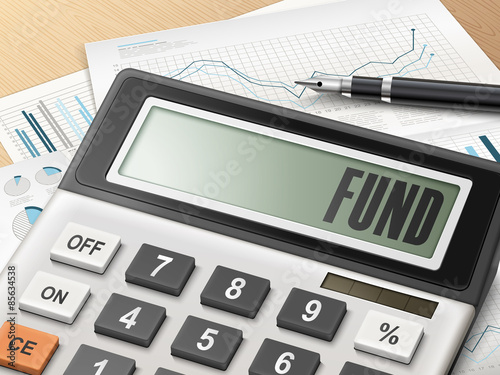calculator with the word fund
