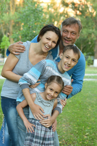 Happy Family  in  summer park