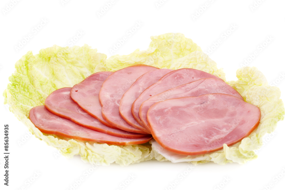 Ham on lettuce