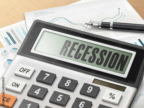 calculator with the word recession