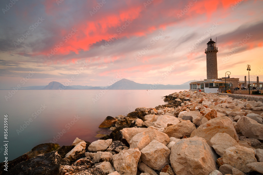 Lighthouse in Patras, Greece.