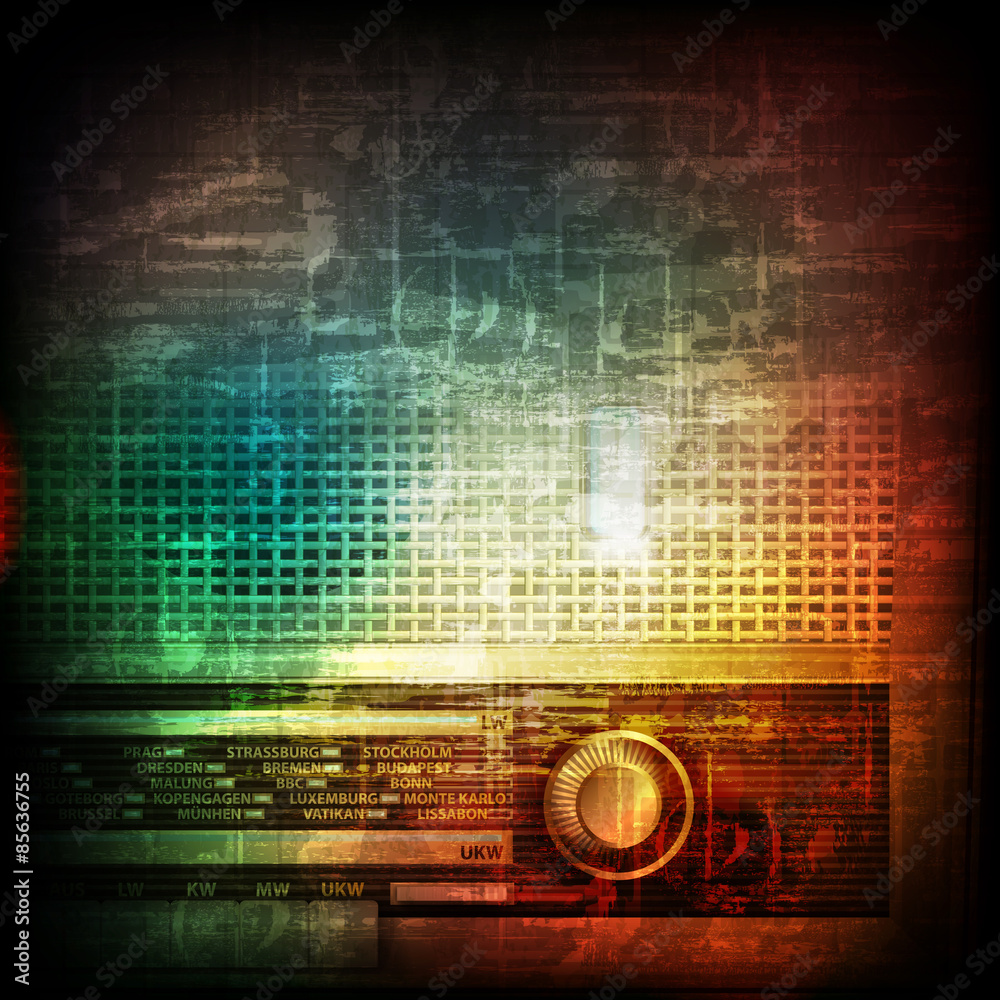 Vecteur Stock abstract grunge background with retro radio | Adobe Stock