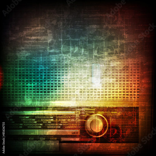 abstract grunge background with retro radio