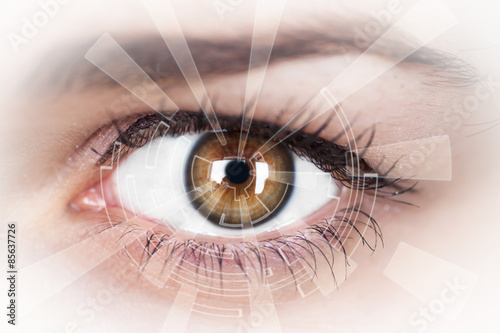 Eye viewing digital information. Conceptual image.