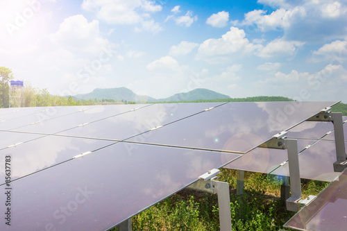 renewable solar energy Power plant : The concept of renewable energy. Clean energy Environmentally friendly The solar farm is a module of Tin film.