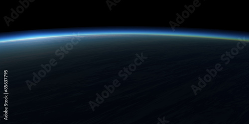 Fototapeta Naklejka Na Ścianę i Meble -  Blue planet and dark sky. Space background.