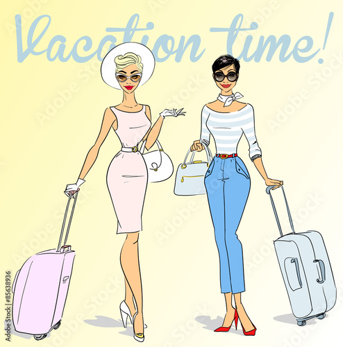 Beautiful women with tarvel bags