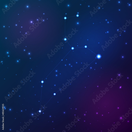 Leo vector Zodiac sign bright stars in cosmos