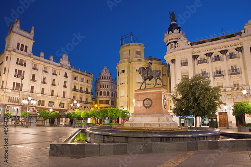 Cordoba - The Plaza Tendillas square at dusk. photo