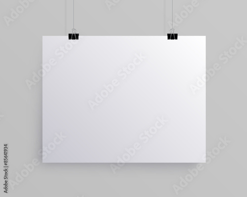 White blank horizontal sheet of paper,  mock-up