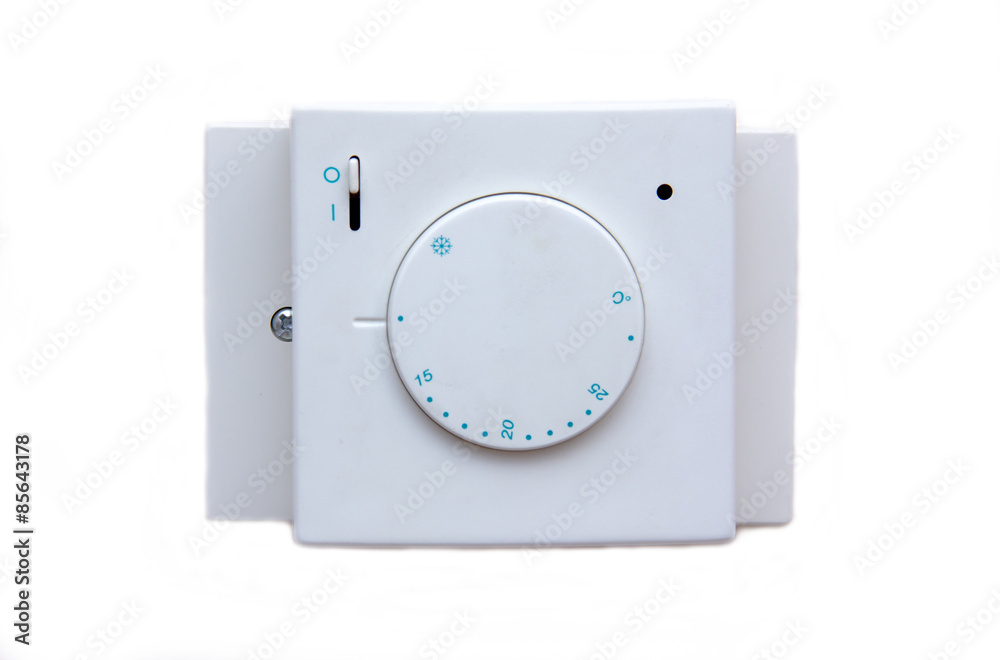 Temperature controller on white background viewed from the front Temperature controller on white background viewed from the front