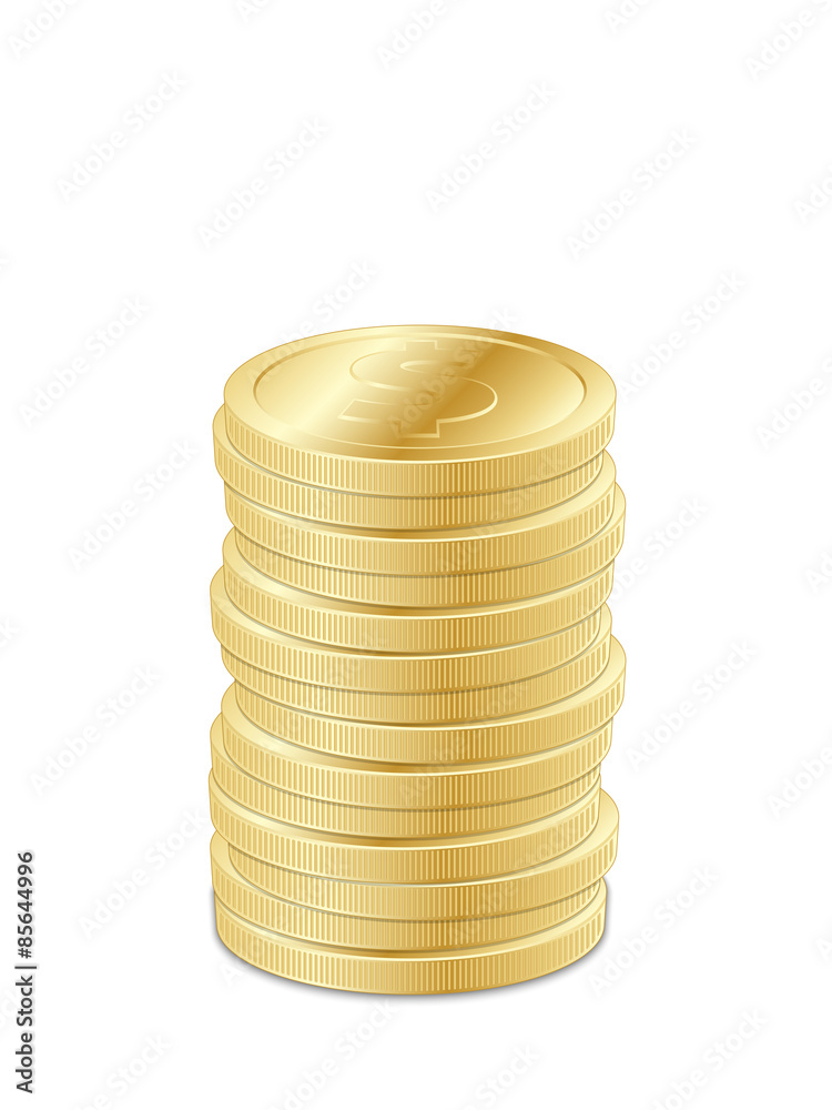 Gold dollar coins. Vector illustration