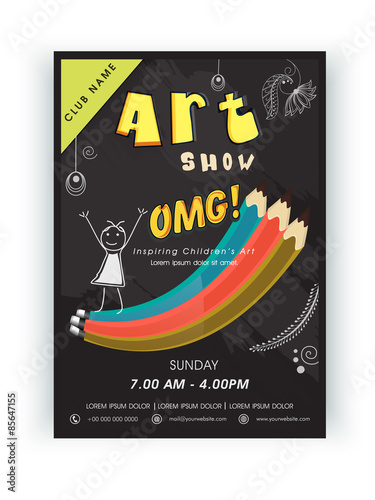 Template, brochure or flyer design for arts show.