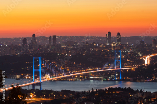 Bosphorus Bridge at sunset, Istanbul Turkey