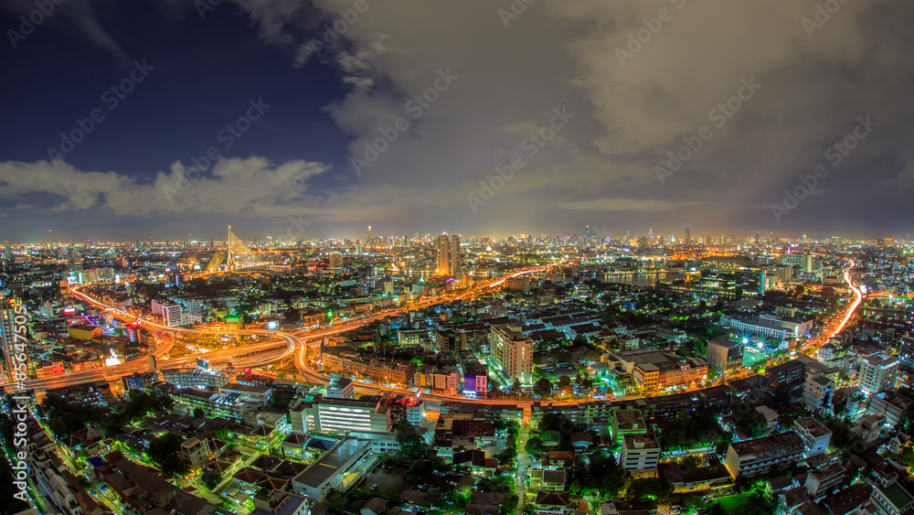 Obraz premium Bangkok Expressway and Highway top view, Thailand