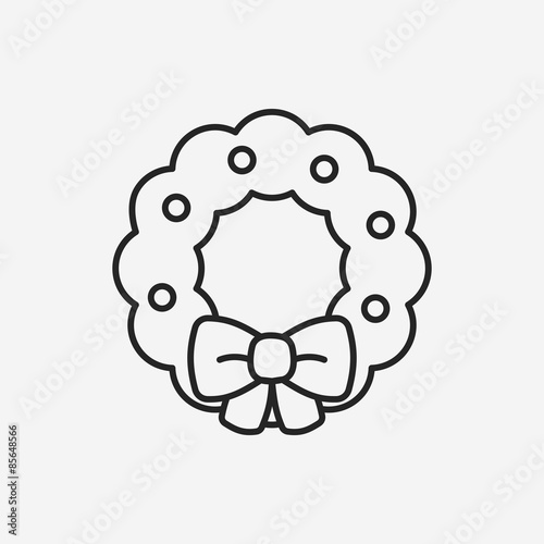 Christmas wreath line icon