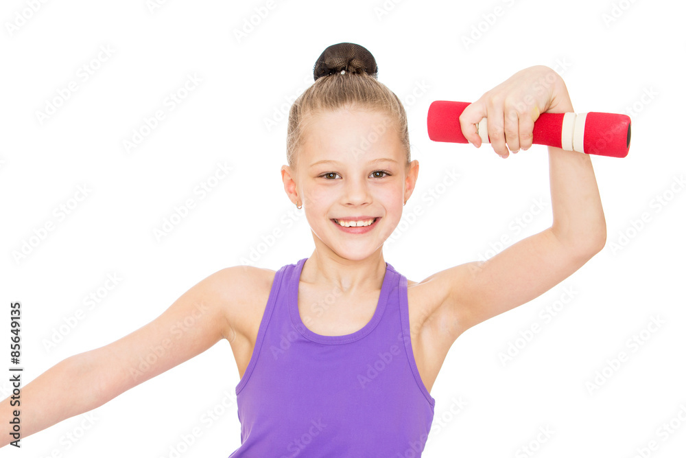 Charming, fitness , girl with dumbbells in hand Charming, fitness , girl with dumbbells in hand