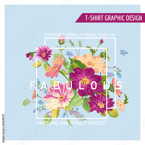 Floral Graphic Design - for t-shirt, fashion, prints - in vector
